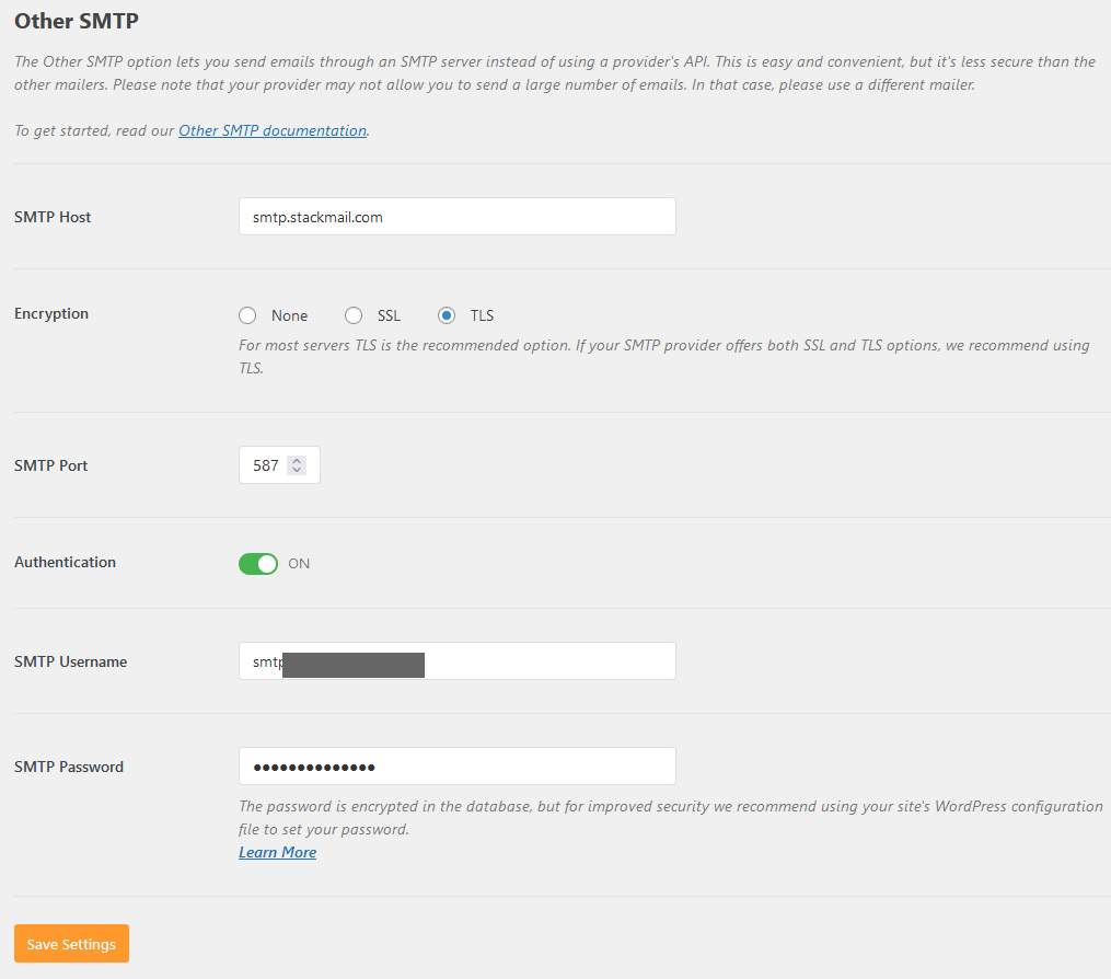 WP Mail SMTP configuration
